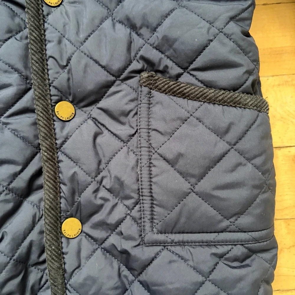 RALPH LAUREN Size 6M Baby MSRP‎ $135 Hooded Barn Bunting Navy  Quilted Snowsuit